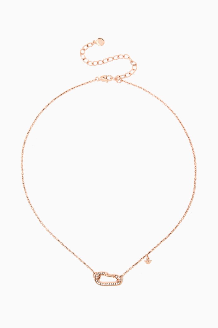 

Carabiner Charm Necklace in Stainless Steel, Rose gold