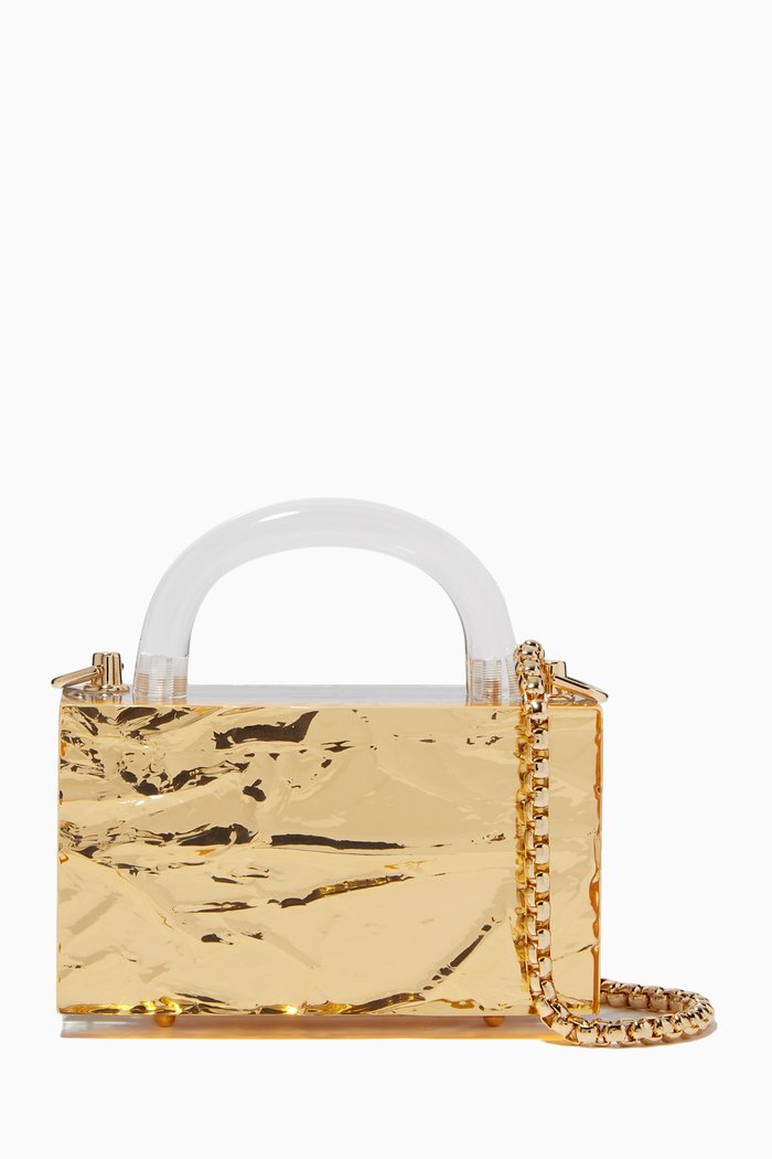 

Mini Leon Top-handle Bag in Mirror-acrylic, Gold