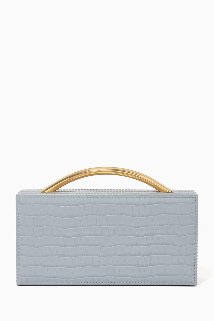 

Medium Eugene Top-handle Bag in Croc-embossed Leather, Grey