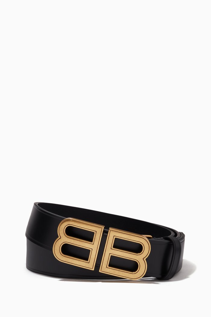 

BB Hourglass Medium Belt in Calfskin, Black