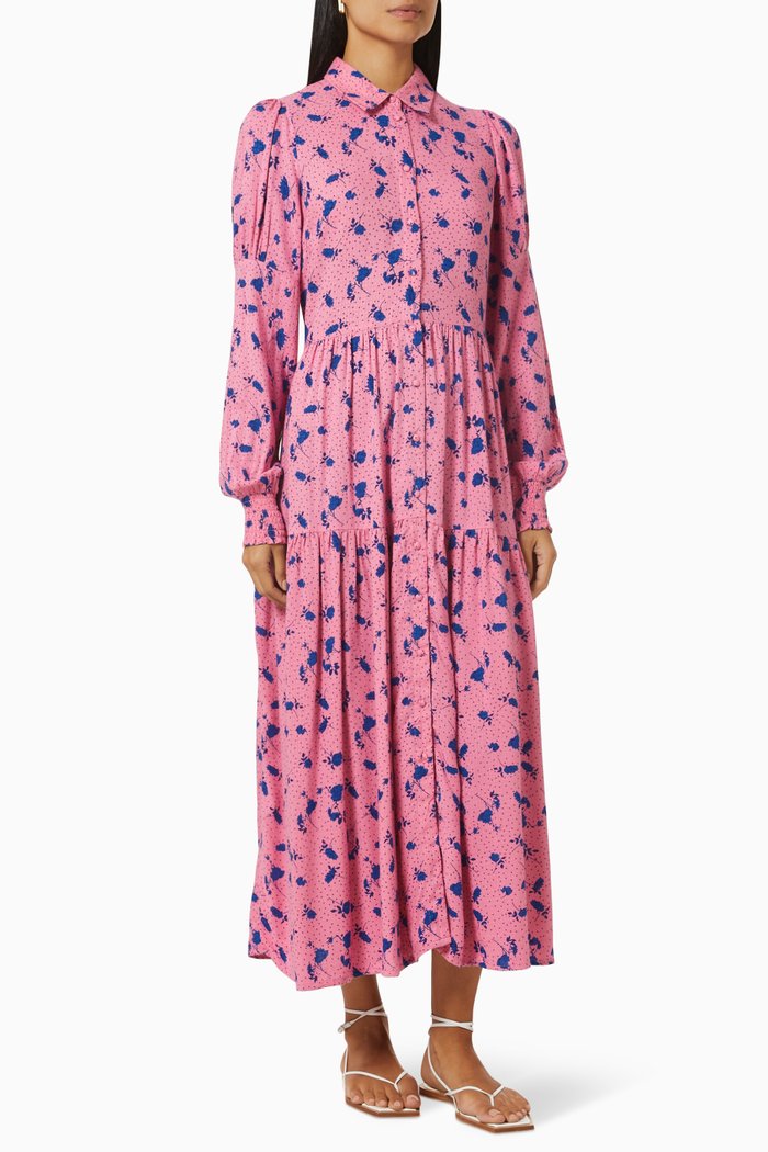 

Yassisko Floral-print Midi Dress in Lenzing™ EcoVero™, Pink