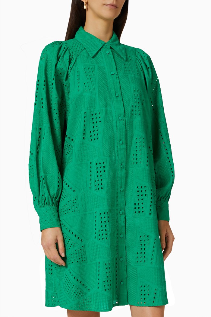 

Yassado Shirt Dress in Cotton, Green
