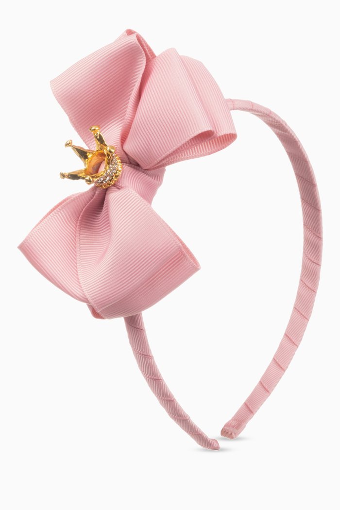 

Crown Bow Headband in Satin, Pink