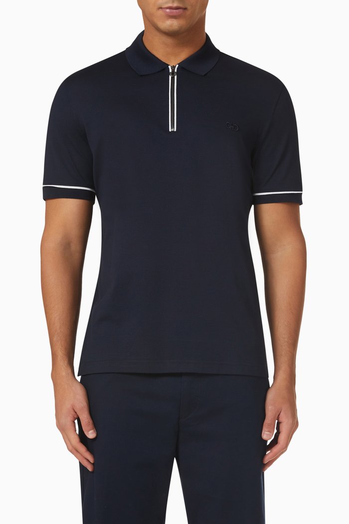 Polo Shirt in Cotton Piqué, Blue