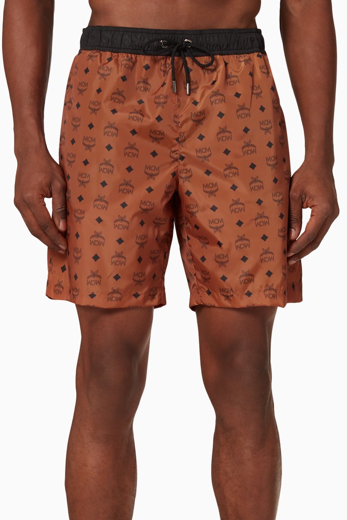 

Monogram-print Swim Shorts, Brown