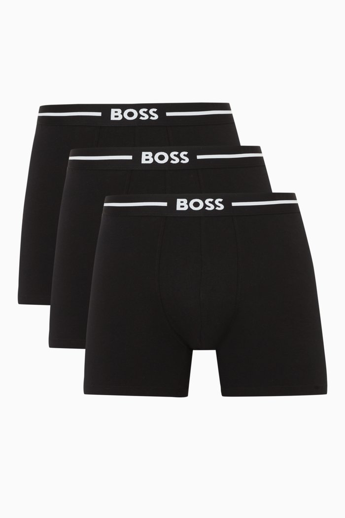 

Boxers in Cotton, Set of Three, Black