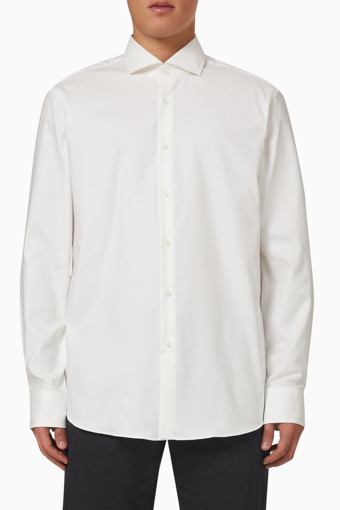 

Regular-fit Shirt in Stretch Cotton Twill, Neutral