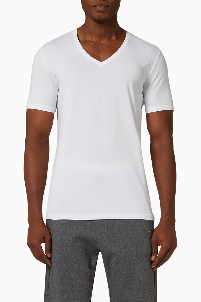 

V-neck T-shirt in Cotton-jersey, White