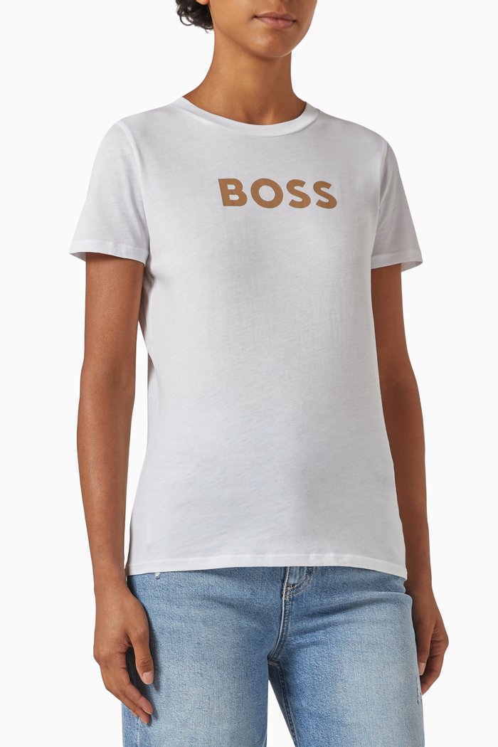 

Logo Print T-shirt in Cotton Jersey, Brown