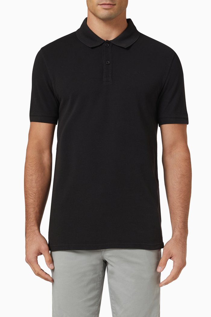 

Polo Shirt in Cotton Pique, Black