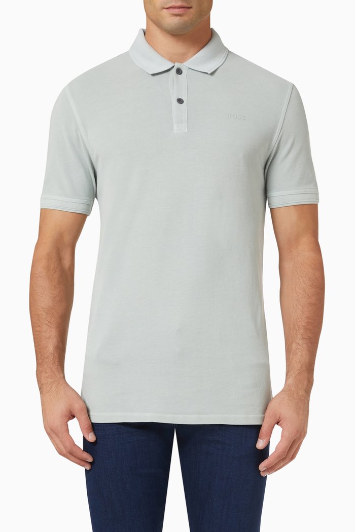 

Polo Shirt in Cotton Pique, Silver