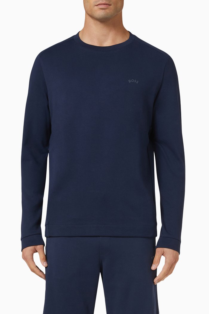 

Curved Logo Sweatshirt in Cotton, Blue
