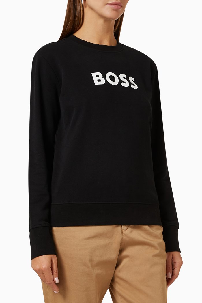 

Logo Print Sweatshirt in French Terry, Black