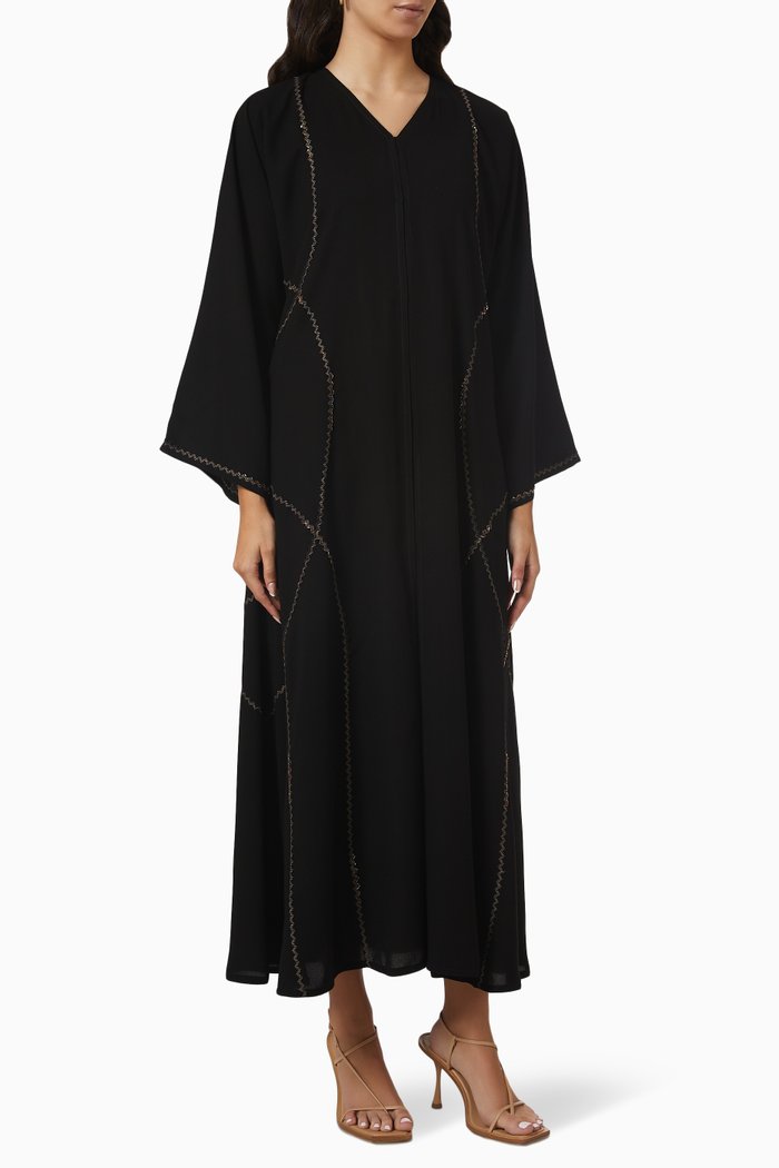 

Embellished Abaya in Crepe, Black