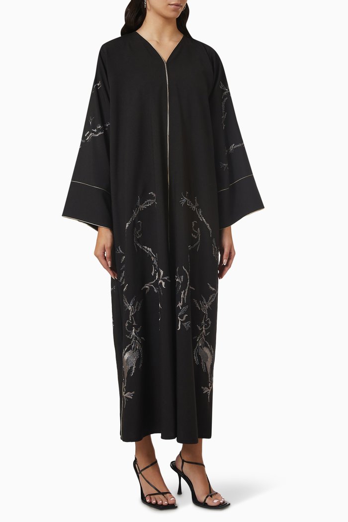 

Embellished Abaya in Crepe, Black