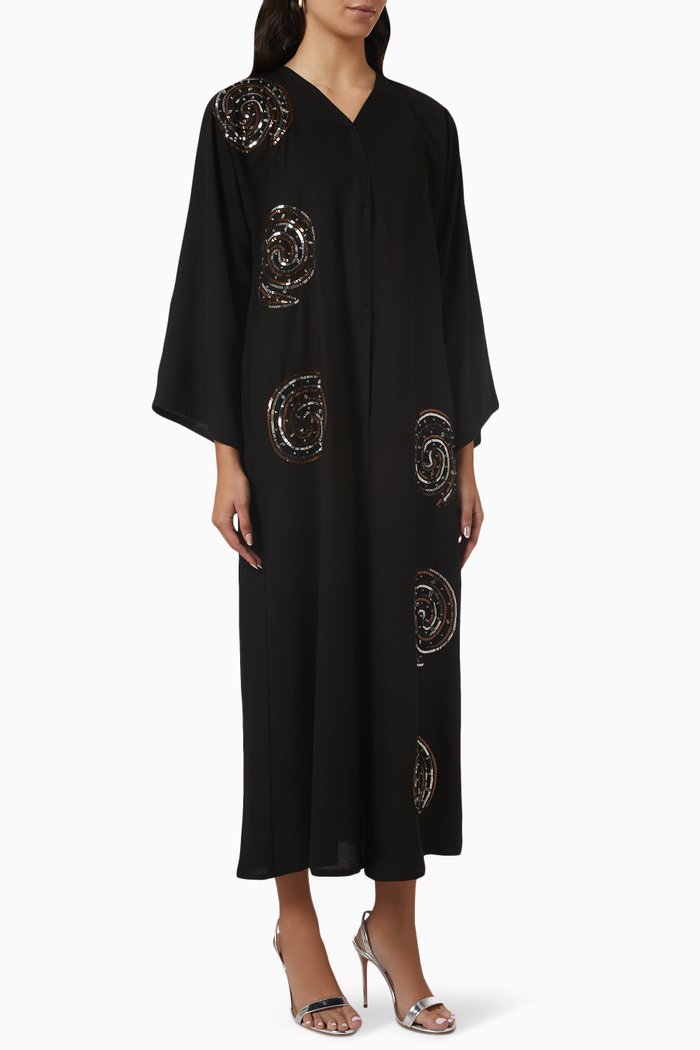 

Embellished Abaya in Crepe, Black