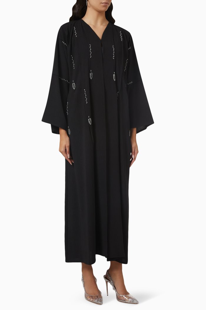 

Embellished Abaya in Crepe, Black