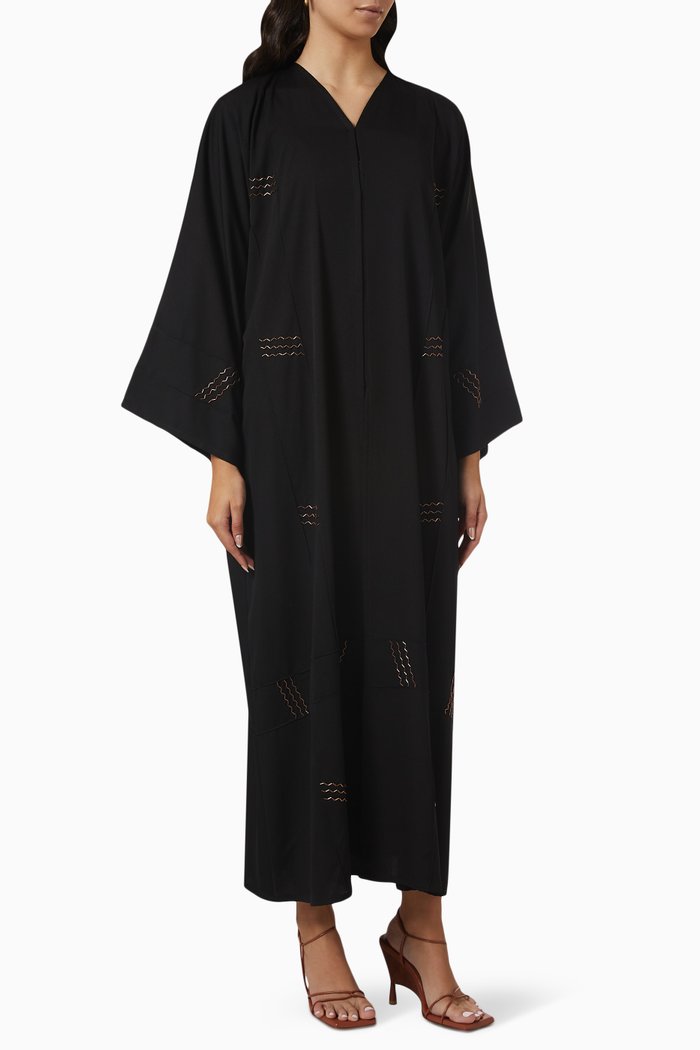 

Embellished Abaya in Crepe, Black