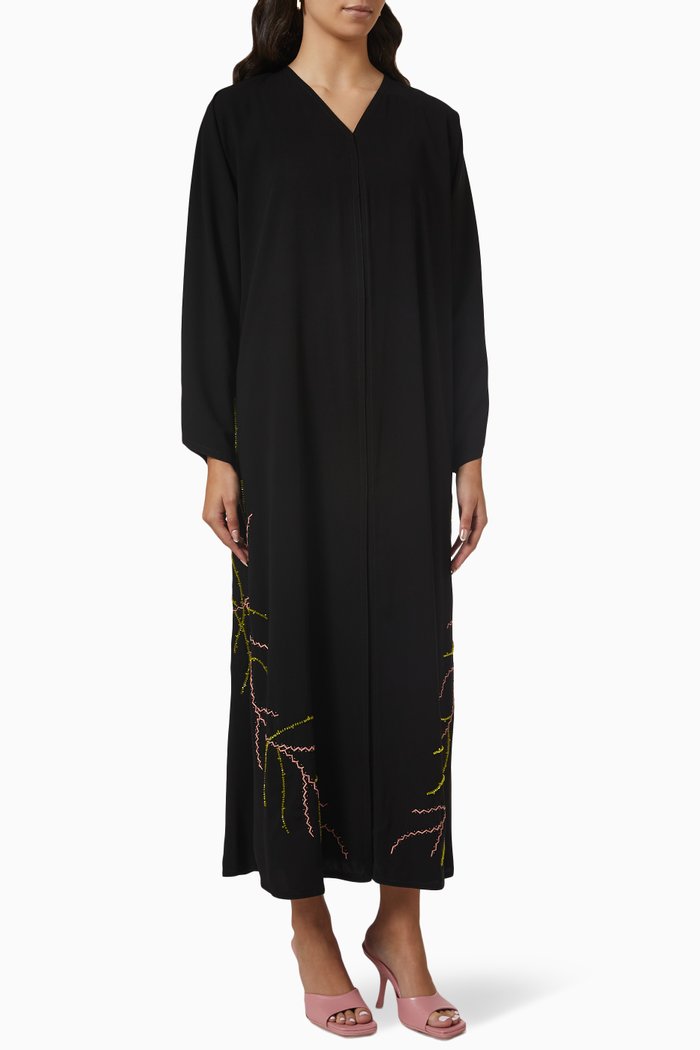 

Embellished Abaya in Crepe, Black