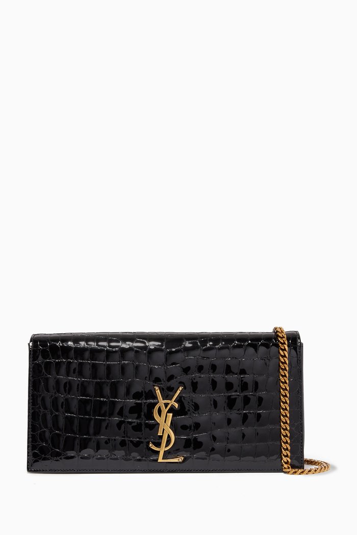 

Kate 99 Chain Shoulder Bag in Alligator-embossed Leather, Black