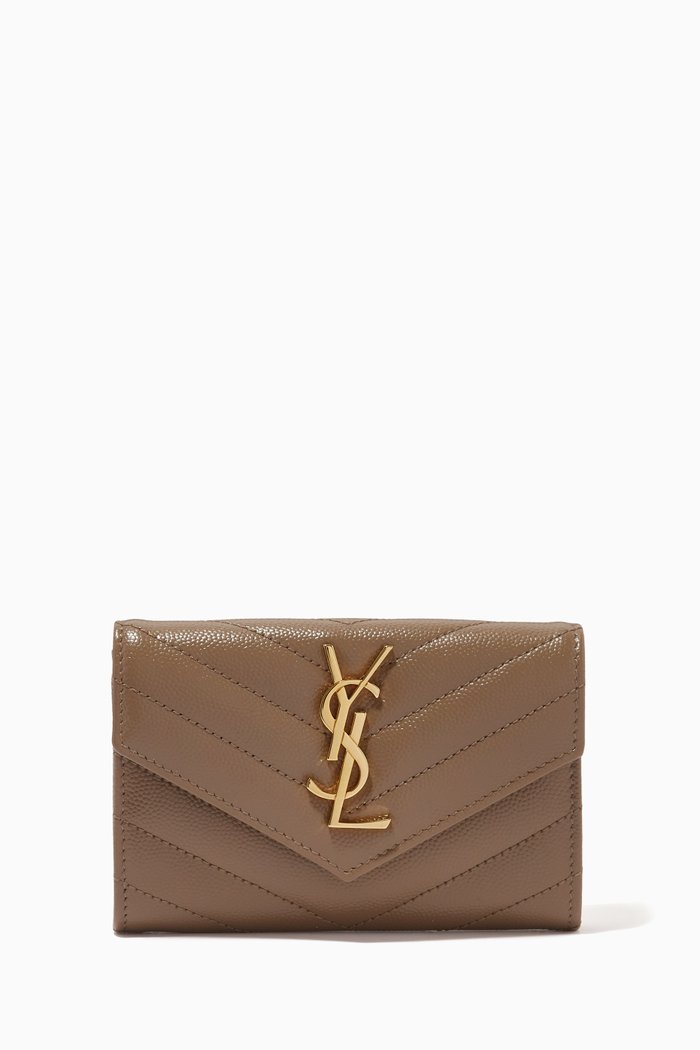 

Small Cassandre Envelope Wallet in Matelassé Leather, Brown