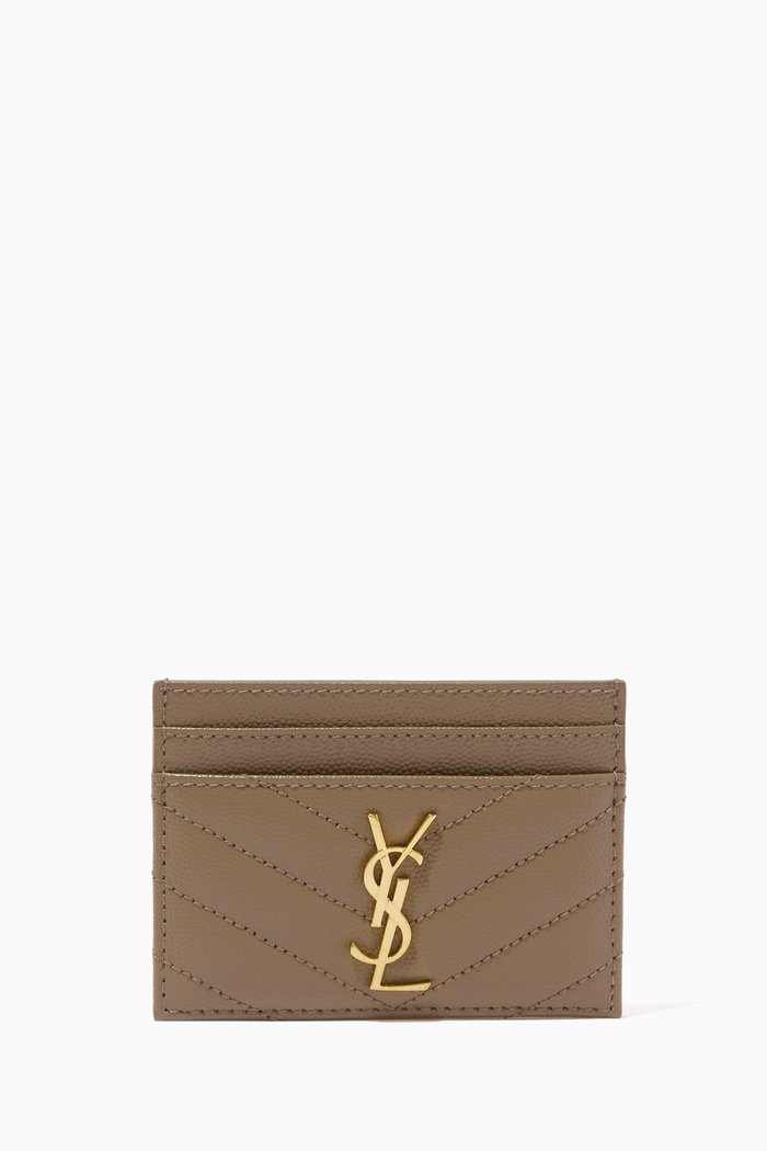 

Cassandre Card Case in Matelassé Leather, Brown