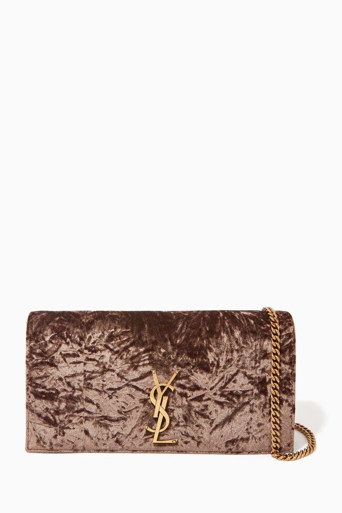 

Kate 99 Chain Shoulder Bag in Crushed Velvet, Black