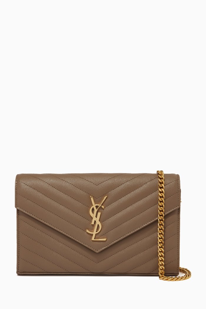 

Cassandre Chain Wallet in Matelassé Leather, Brown