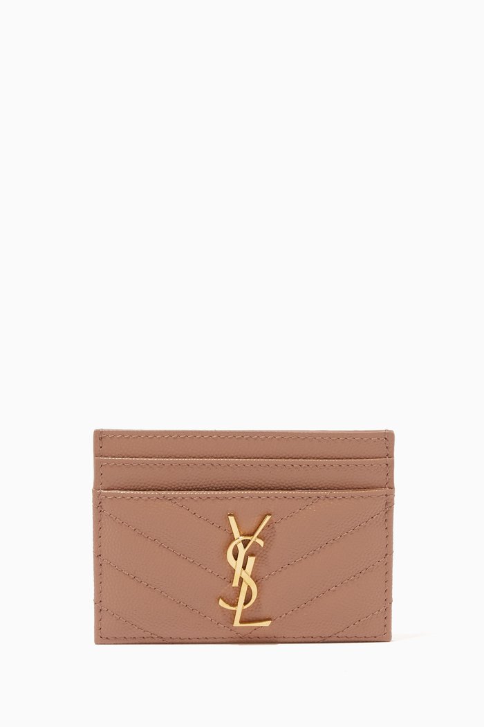 

Cassandre Card Case in Matelassé Leather, Neutral