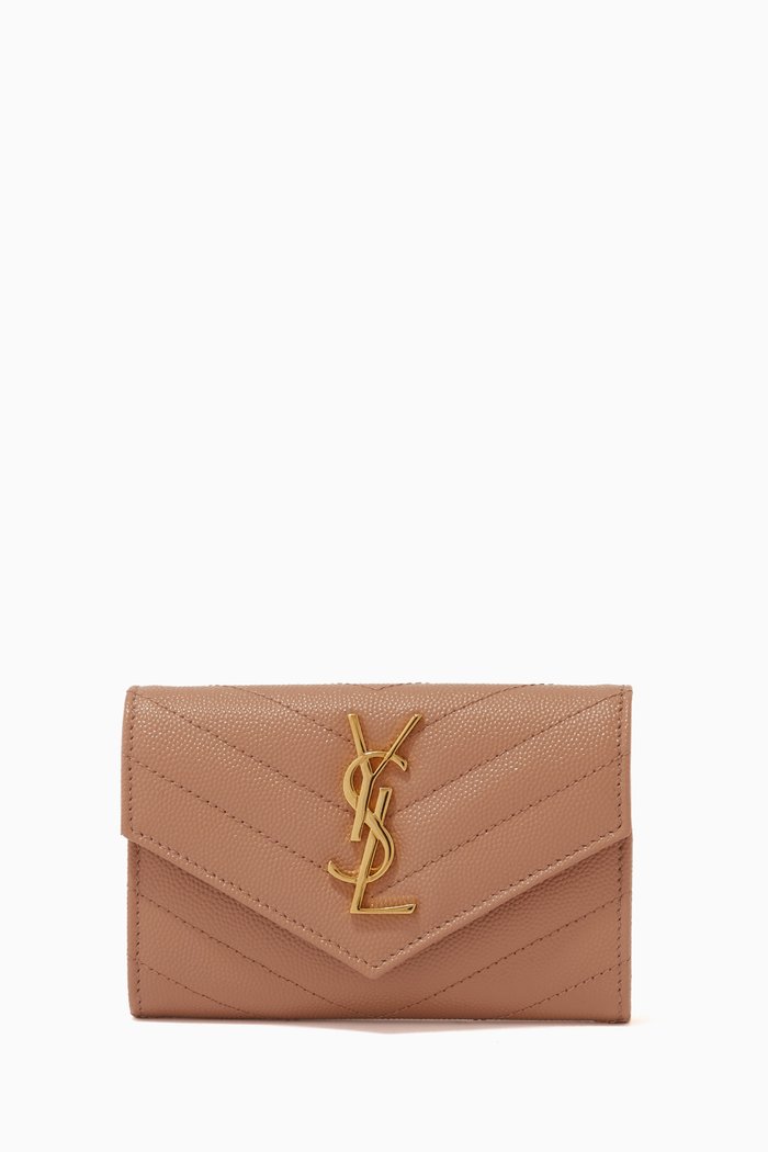

Small Cassandre Envelope Wallet in Matelassé Leather, Neutral