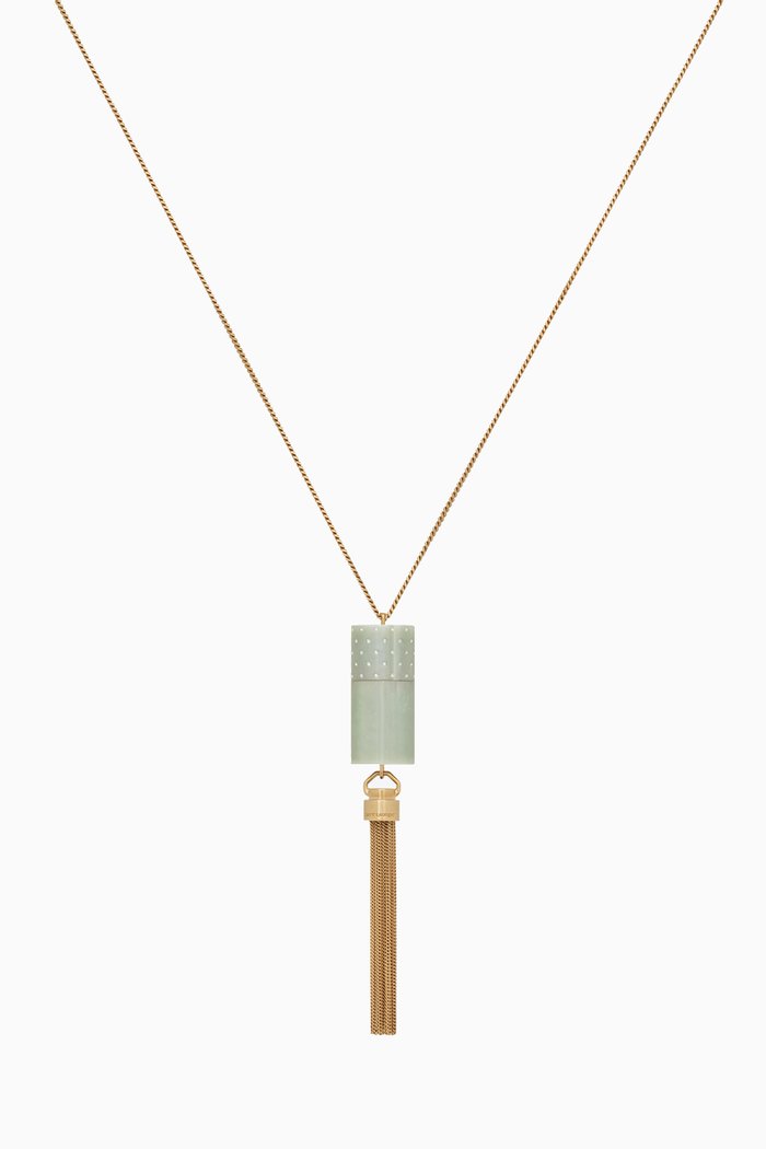 

Angelica Mini Tube Necklace in Plexiglass & Metal, Gold