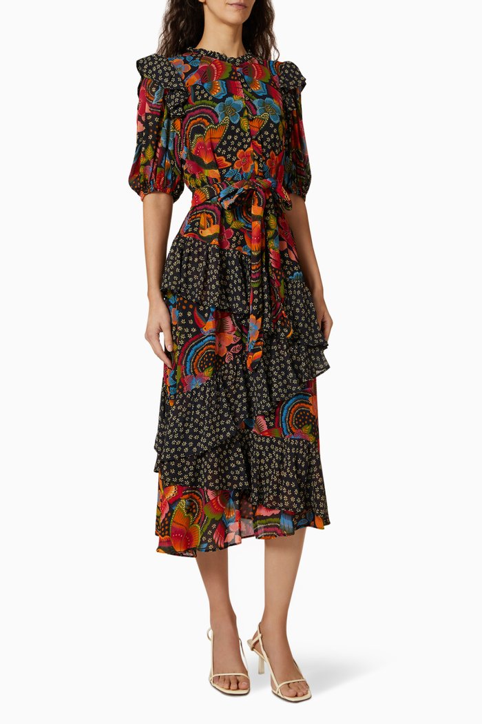 

Toucanfly Midi Dress in Viscose, Black