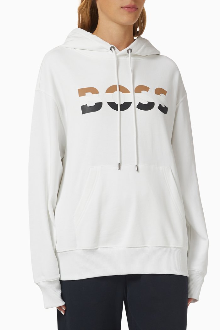 Econy2 Logo Hoodie in Cotton, White