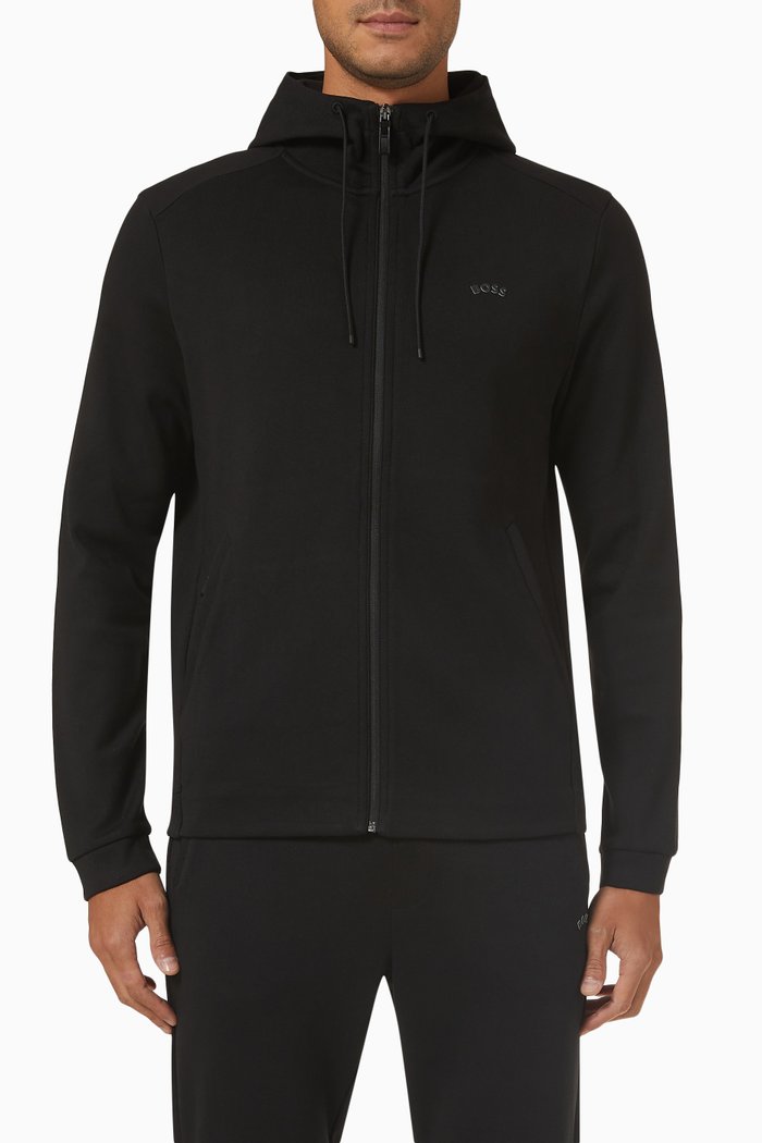 

Curved Logo Hoodie in Organic Cotton, Black