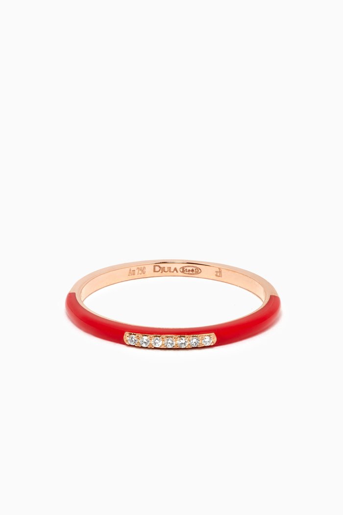 

Marbella Diamond & Enamel Ring in 18kt Rose Gold
