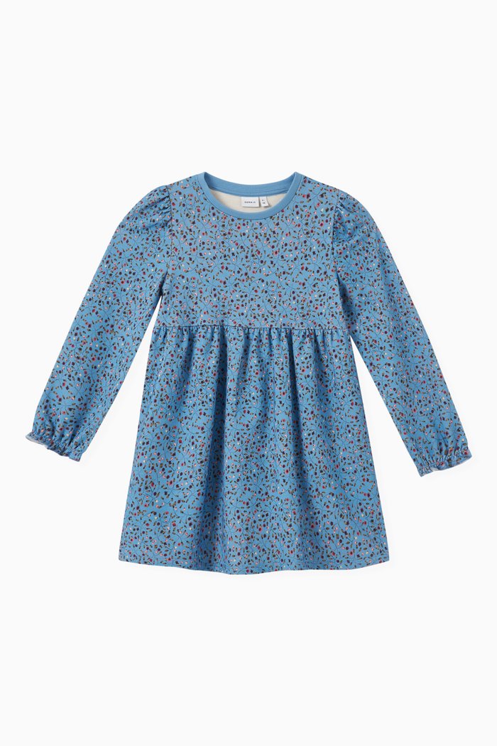 

Floral-print Dress in Organic Cotton, Blue