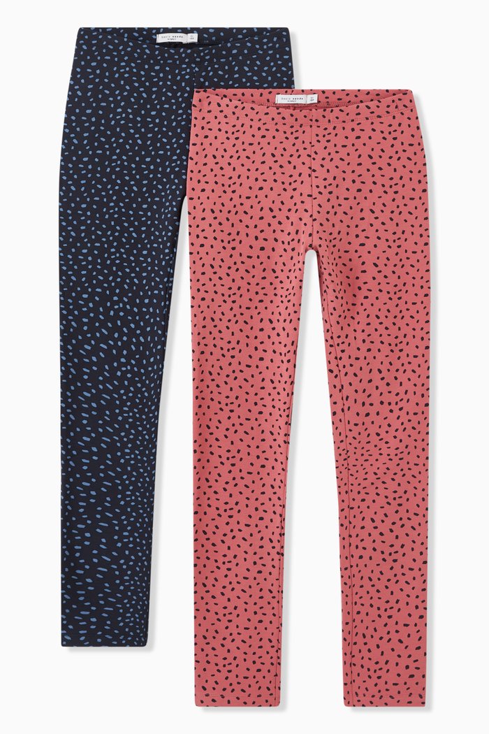 

Printed Leggings Set in Cotton-blend, Blue