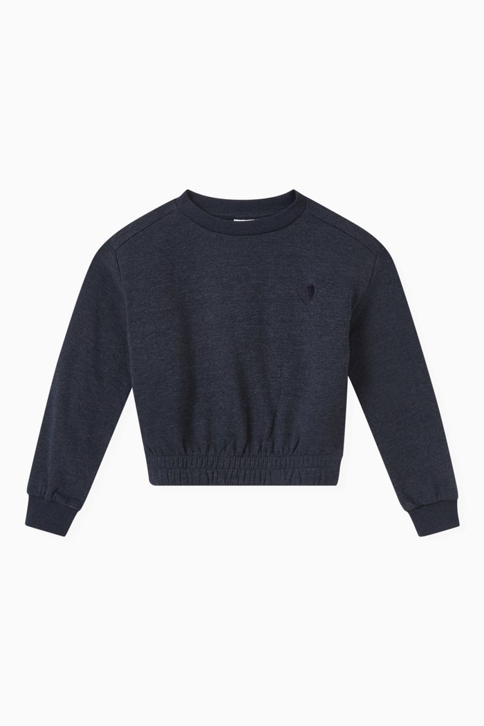 

Embroiderd Heart Sweatshirt in Cotton, Blue