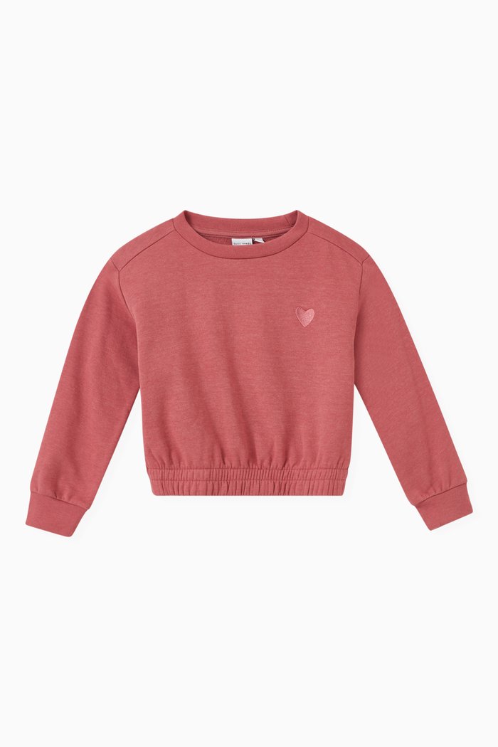 

Embroiderd Heart Sweatshirt in Cotton, Purple