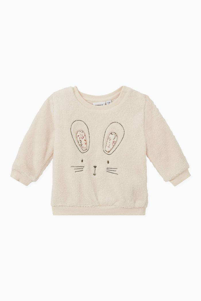 Bunny Teddy Sweatshirt in Fleece, Neutral