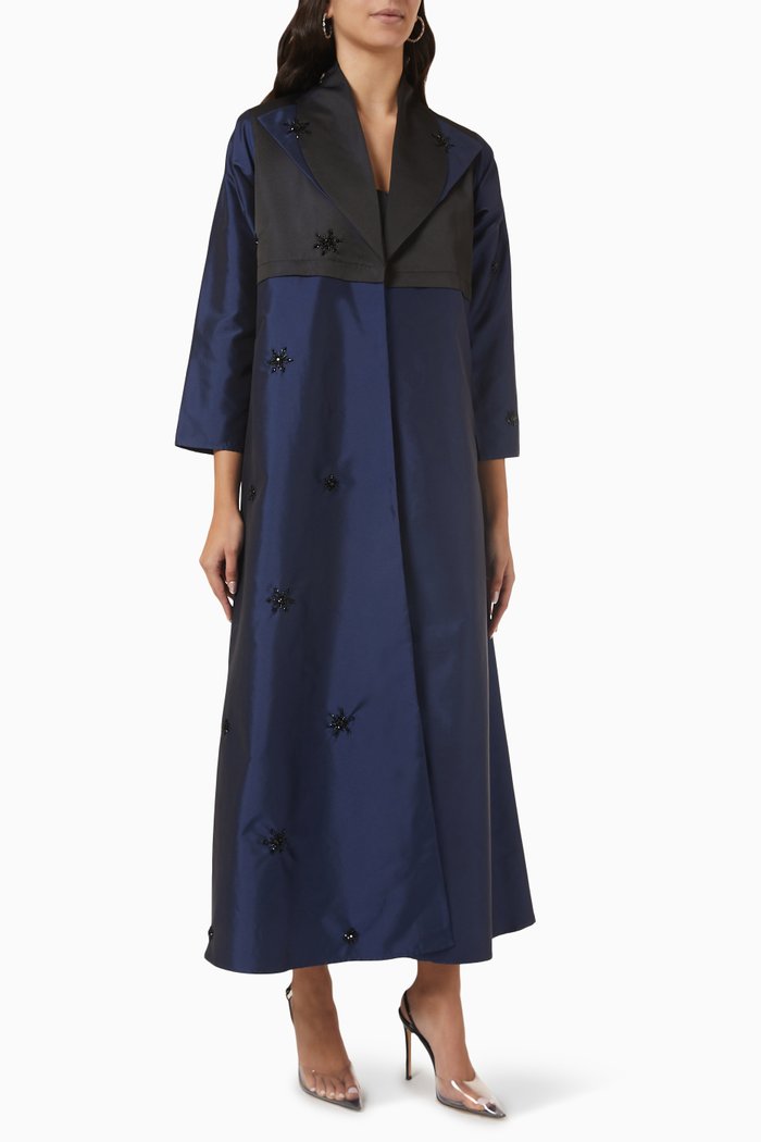 

Embellished Two-tone Abaya in Taffeta, Blue