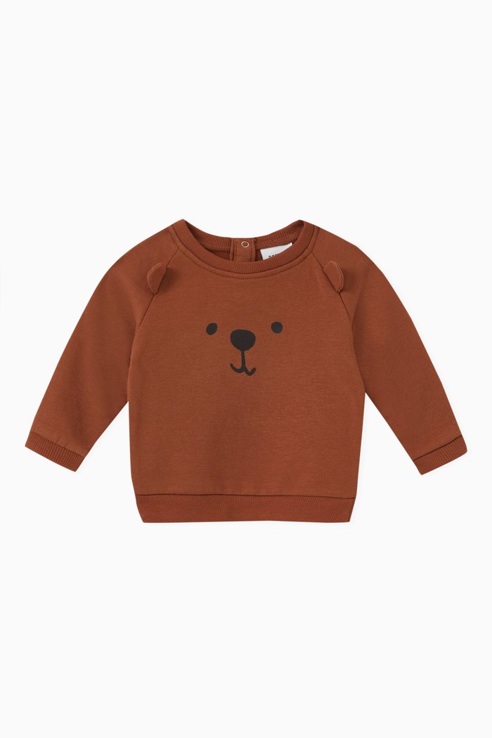 

Teddy Bear Sweatshirt in Organic Cotton, Brown