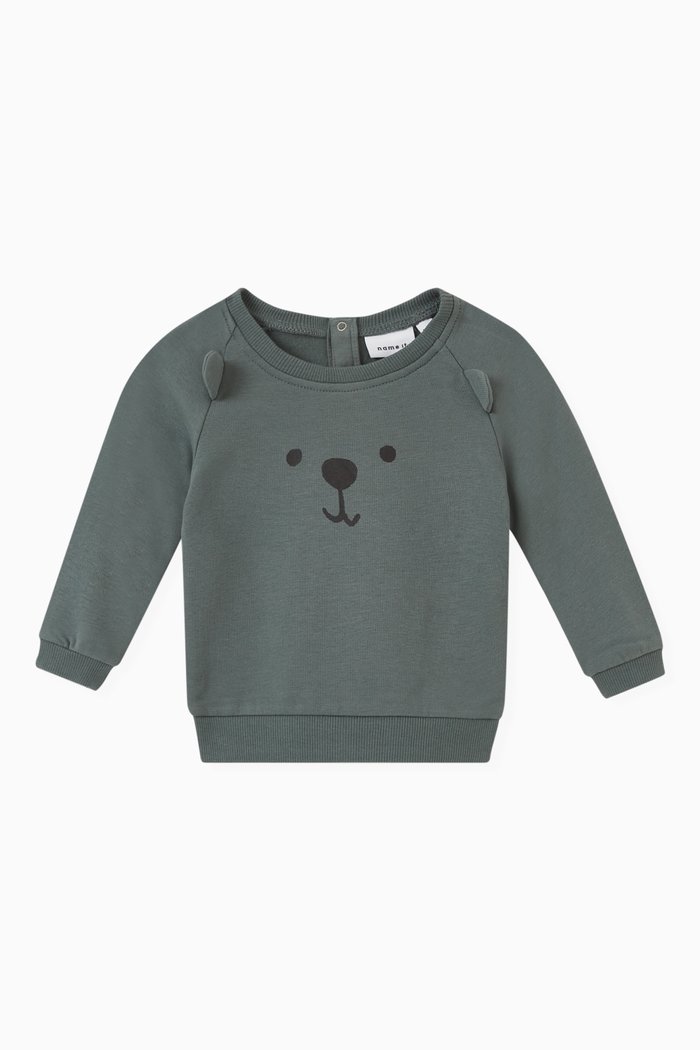 

Teddy Bear Sweatshirt in Organic Cotton, Green