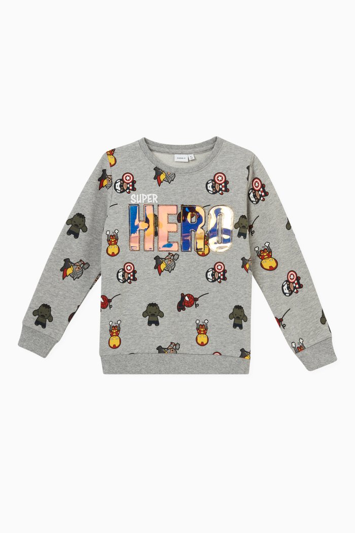 

Marvel Print Sweatshirt in Cotton, Grey