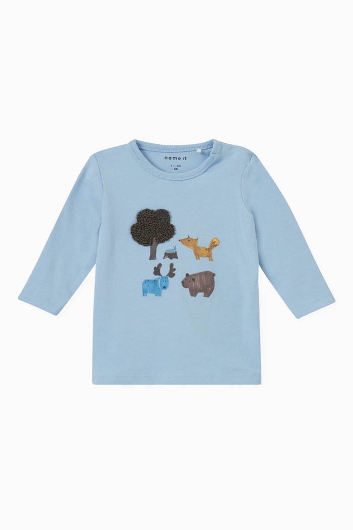 

Graphic Print T-shirt in Cotton, Blue