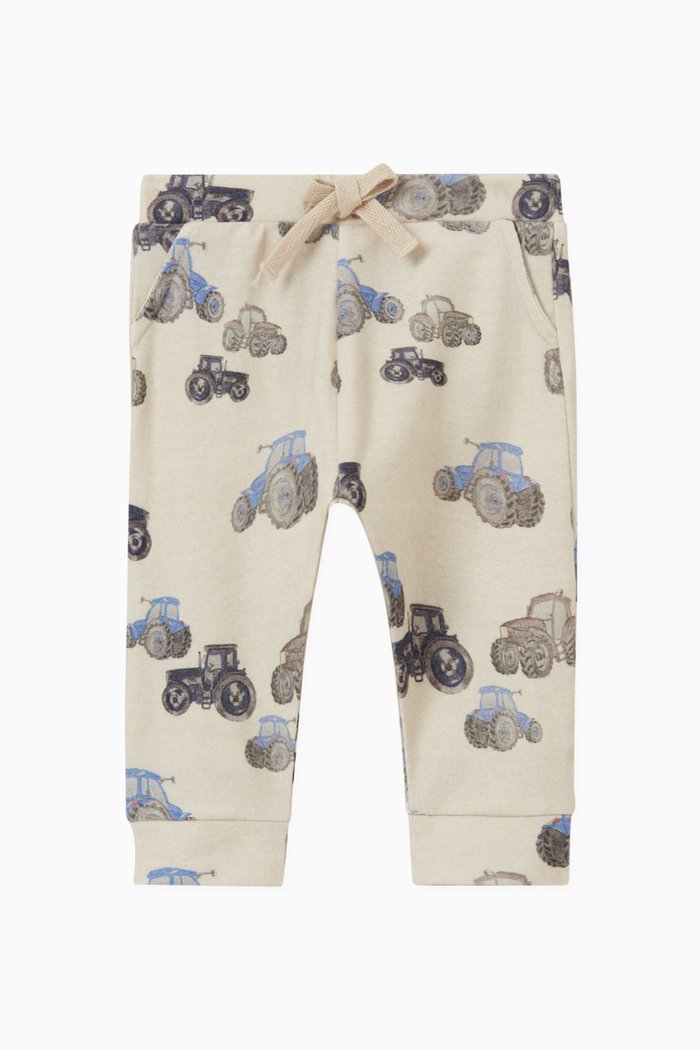 

Tractor Print Pants in Cotton, Neutral