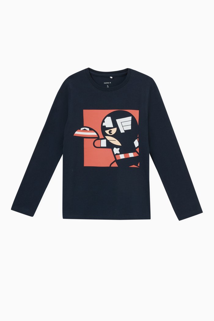 

Marvel Print T-shirt in Cotton, Blue