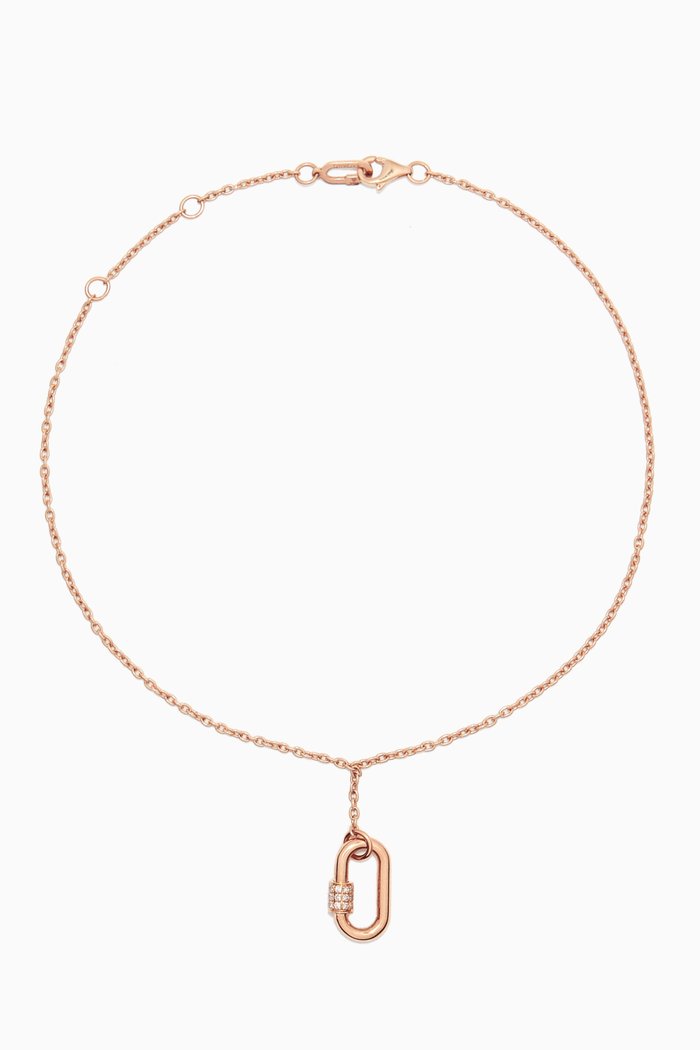 

LoveLock Diamond Pendant Anklet in 18kt Rose Gold