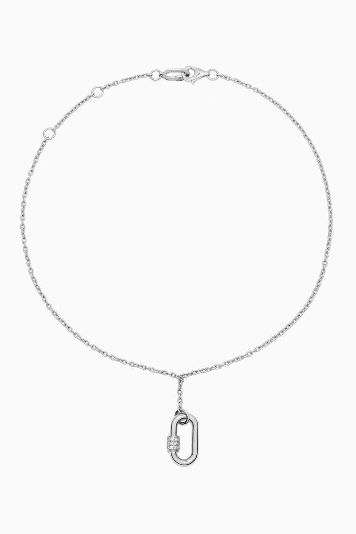 

LoveLock Diamond Pendant Anklet in 18kt White Gold, Silver