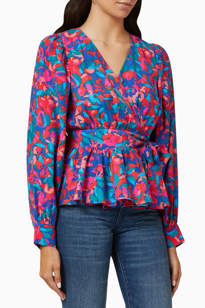 

Yaslippa Wrap Blouse in Polyester, Multicolour